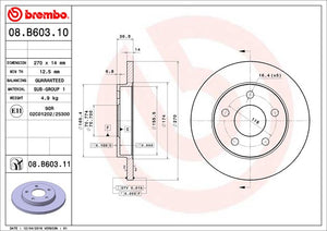 Product of Brembo 08B60311C02 Solid 1 Piece Brake Rotor 