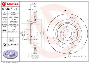 Product of Brembo 09N36111C02 Vented 1 Piece Brake Rotor 