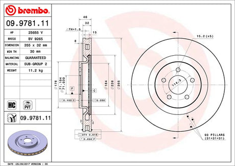 Product of Brembo 09978111C02 Vented 1 Piece Brake Rotor 