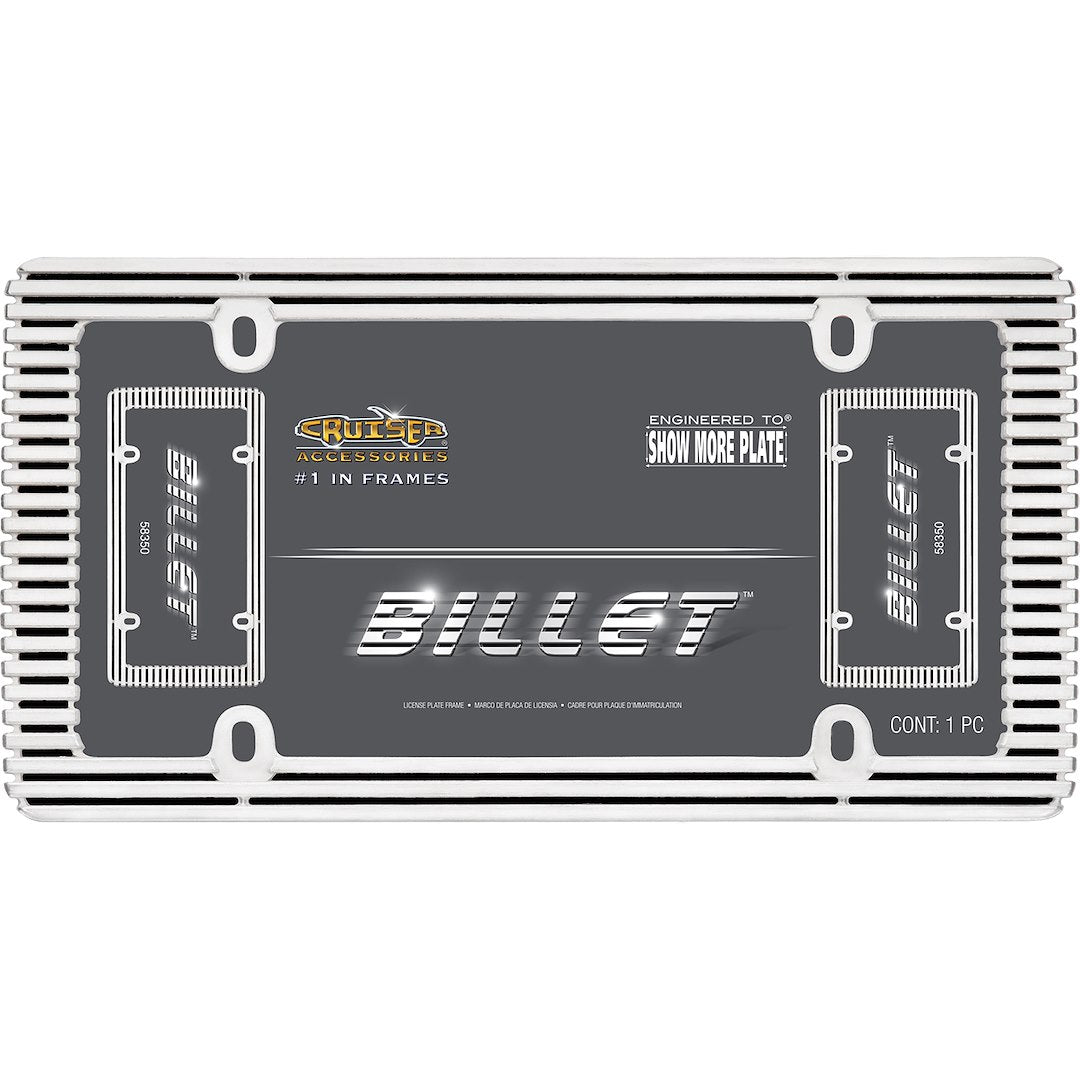 Cruiser 58350 License Plate Frame||58350_P01-Billet_Chrome_Black-Inpack.Jpg||86||c3458350||941550