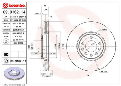 Product of Brembo 09916211C02 Vented 1 Piece Brake Rotor 