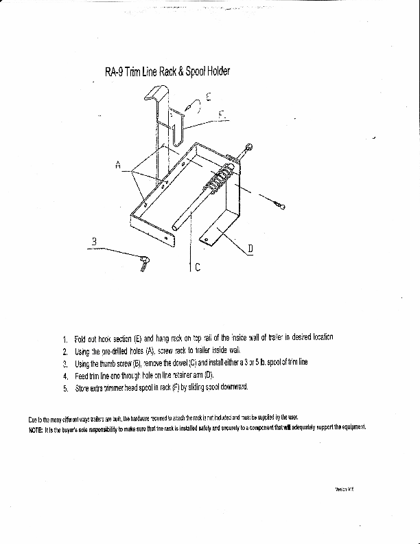 Product of Rack-Em Ra-9 Grass Trimmer Line Spool Rack