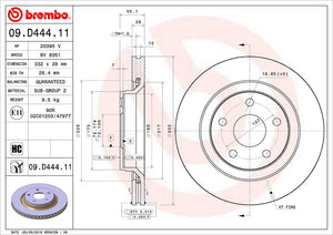 Product of Brembo 09D44411C02 Vented 1 Piece Brake Rotor 