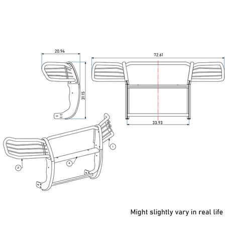 Product of Black Horse Offroad 17A096400MA-PLFB Grille Guard  