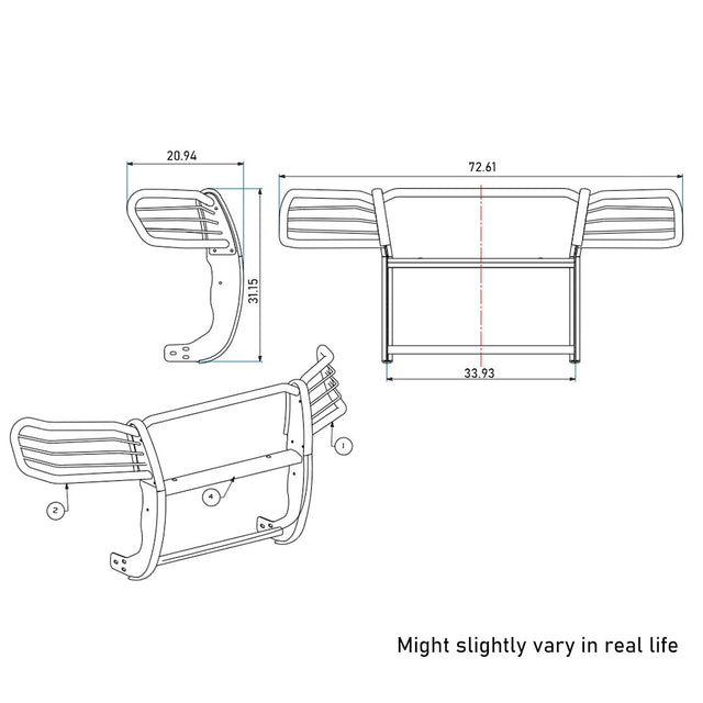 Product of Black Horse Offroad 17A096400MA-PLFB Grille Guard  