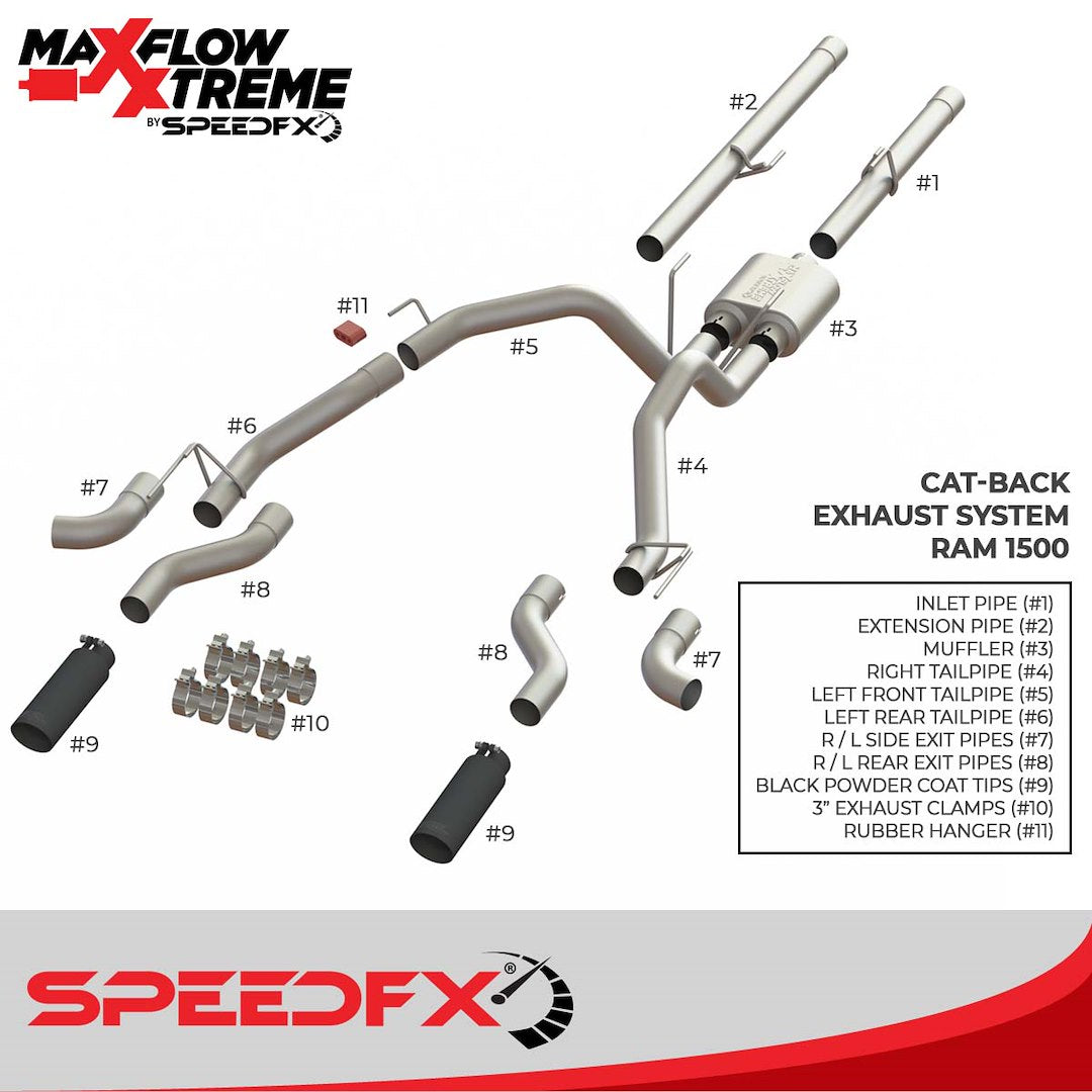 Product of SpeedFX 50200 MaxFlow Xtreme Cat Back System Single Exhaust System Kit 