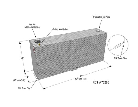 Product of RDS Tanks 73200PC Diesel/ Gasoline Liquid Transfer Tank 90 Gallon Rectangular 