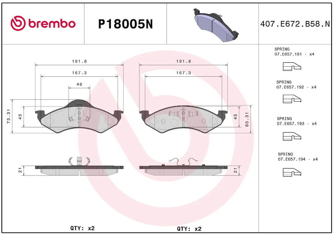Brembo P18005n Brake Pad||p18005n_R.Jpg||86||brmp18005n||2091550