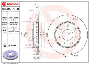 Product of Brembo 09B59721C02 Vented 1 Piece Brake Rotor 