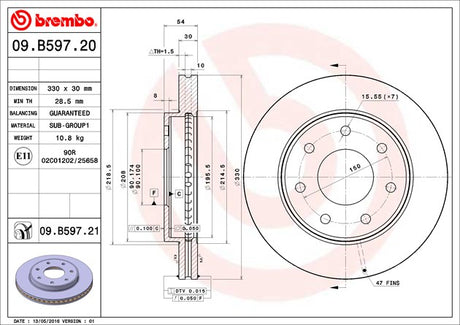 Product of Brembo 09B59721C02 Vented 1 Piece Brake Rotor 