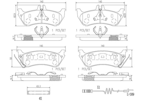 Product of Brembo P50044N Brake Pad - Set Of 4 