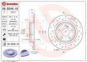 Product of Brembo 08B3484XC02 Xtra Solid Cross Drilled 1 Piece Brake Rotor 