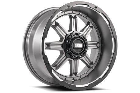 Product of Grid Wheels 17x9 Anthracite Gray With Black Lip Wheel - 8x7.08 Bolt Pattern 