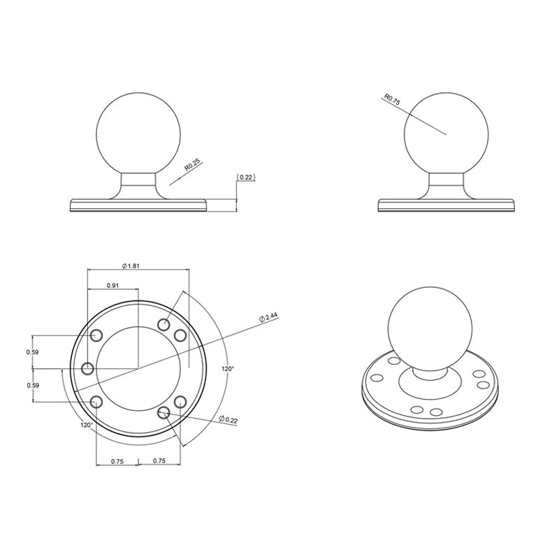 Ram Mounts Ram-202u Mobile Electronics Device Mount Base||ram-202u_4.Jpg||89||r1hram202u||1560266