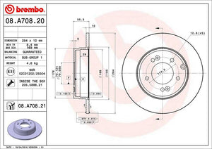Product of Brembo 08A70821C02 Solid 1 Piece Brake Rotor 