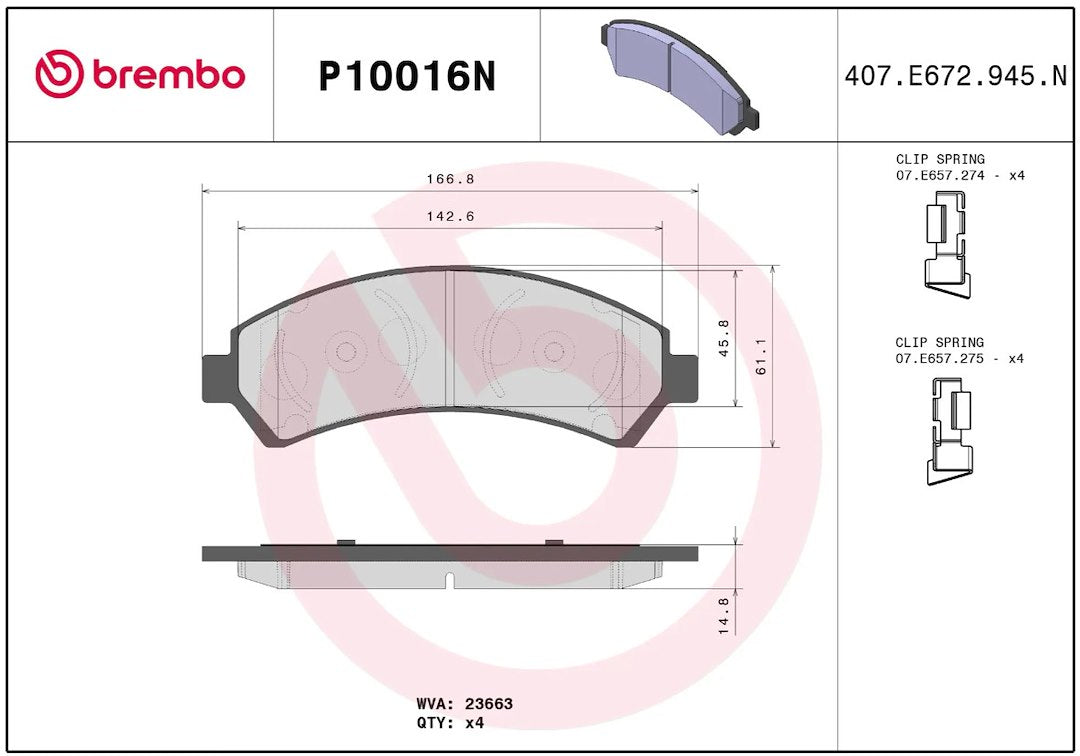 Brembo P10016n Brake Pad||p10016n_R.Jpg||86||brmp10016n||2091538