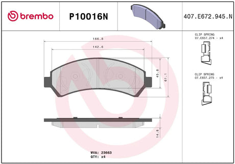 Brembo P10016n Brake Pad||p10016n_R.Jpg||86||brmp10016n||2091538
