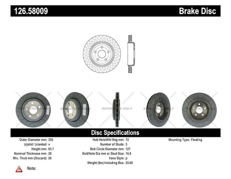 Product of Stop Tech/ Power Slot 126.58009 OE Type Slotted Slotted 1-Piece Brake Rotor 