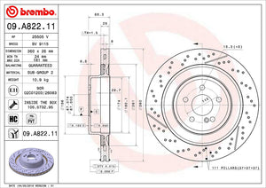 Product of Brembo 09A82211C02 Vented Cross Drilled 1 Piece Brake Rotor 