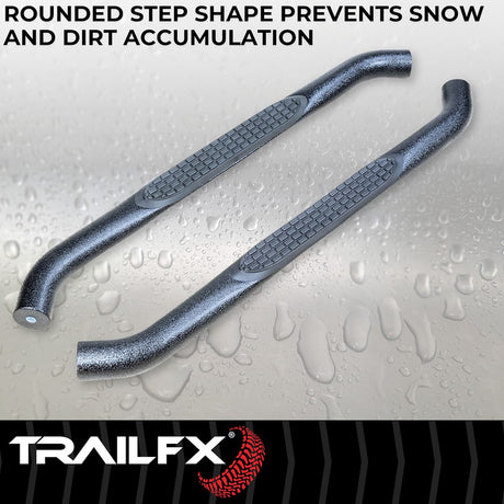 Product of TrailFX A0027T TFX Round Tube Side Steps Nerf Bar With Surface Steps 