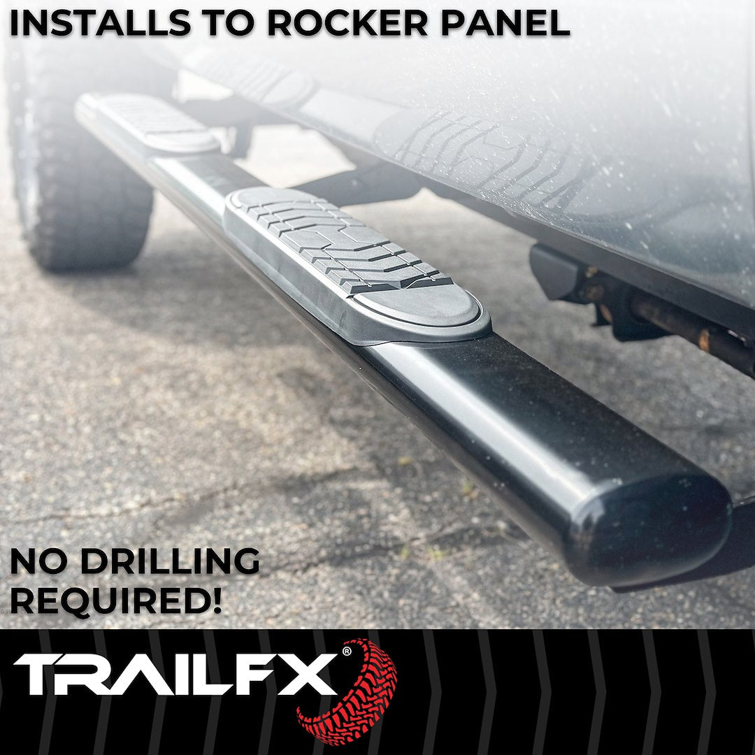 Product of TrailFX A7067B TFX 5" Oval Bent Side Bars Nerf Bar With Surface Steps 