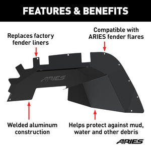 Product of Aries 1500550 Powder Coated Black Aluminum Fender Well Liner 