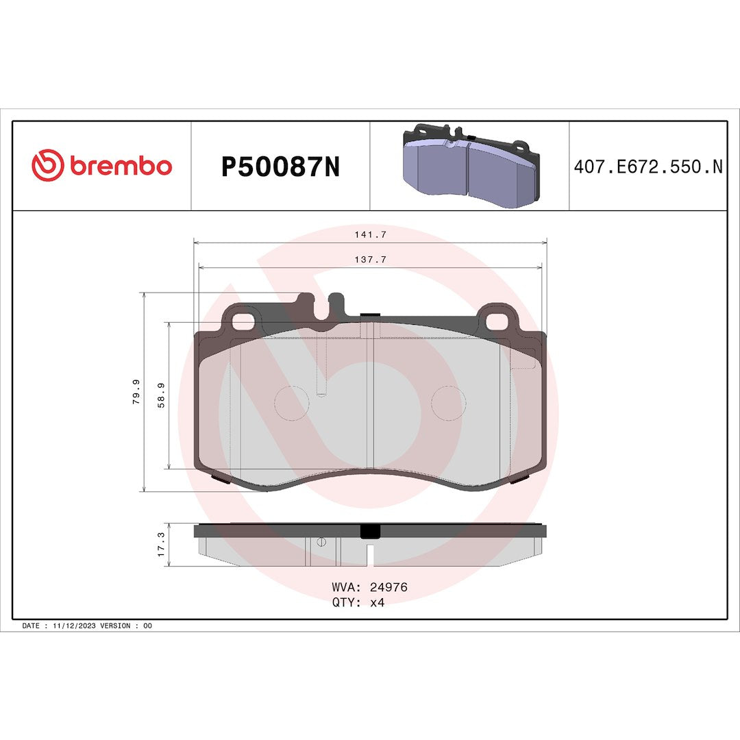 Brembo P50087n Brake Pad||p50087n_Drw.Jpg||91||brmp50087n||1753493