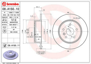 Product of Brembo 08A15011C02 Solid 1 Piece Brake Rotor 
