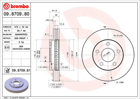 Brembo 09870981c02 Brake Rotor||||86||brm09870981||2008610