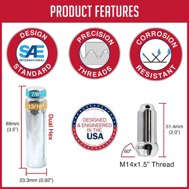 Product of Coyote Wheel Accessories 63K648 60 Degree Conical 14x1.5 Lug Nut 