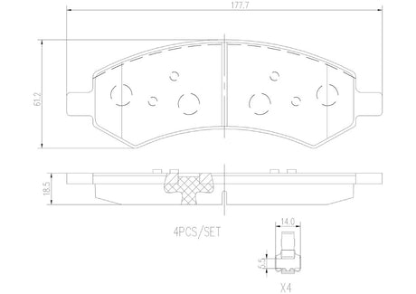Product of Brembo P18013N Brake Pad - Set Of 4 