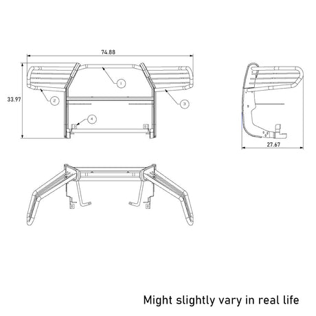 Product of Black Horse Offroad 17A096402MA Grille Guard Modular Black Powder Coated 