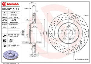 Product of Brembo 09925741C02 Vented Cross Drilled 1 Piece Brake Rotor 