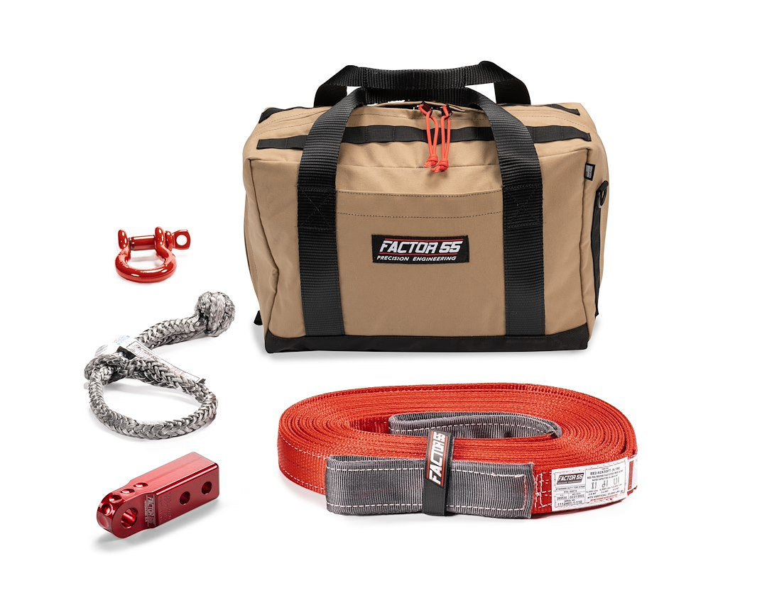 Factor 55 00485-01-Medium Vehicle Recovery Kit||00485-01 Owyhee Kit - Tan Medium Bag- Red Hitchlink.Jpg||85||fac0048501med||1713502