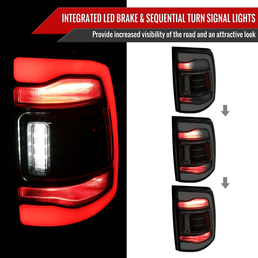 Product of Spec-D Tuning LT-RAM13BBLED-SQ-RS Tail Light Assembly 