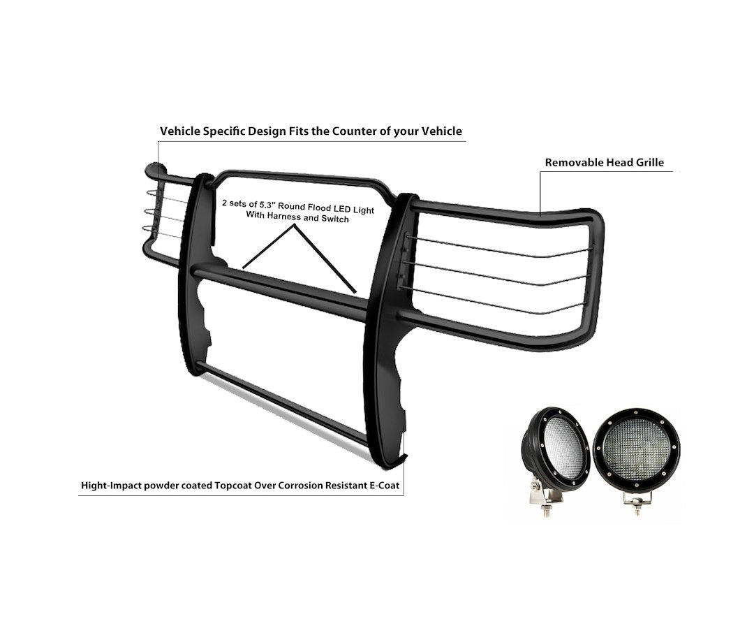 Product of Black Horse Offroad 17TU26MA-PLFB Grille Guard  