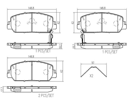 Product of Brembo P28096N Brake Pad - Set Of 4 