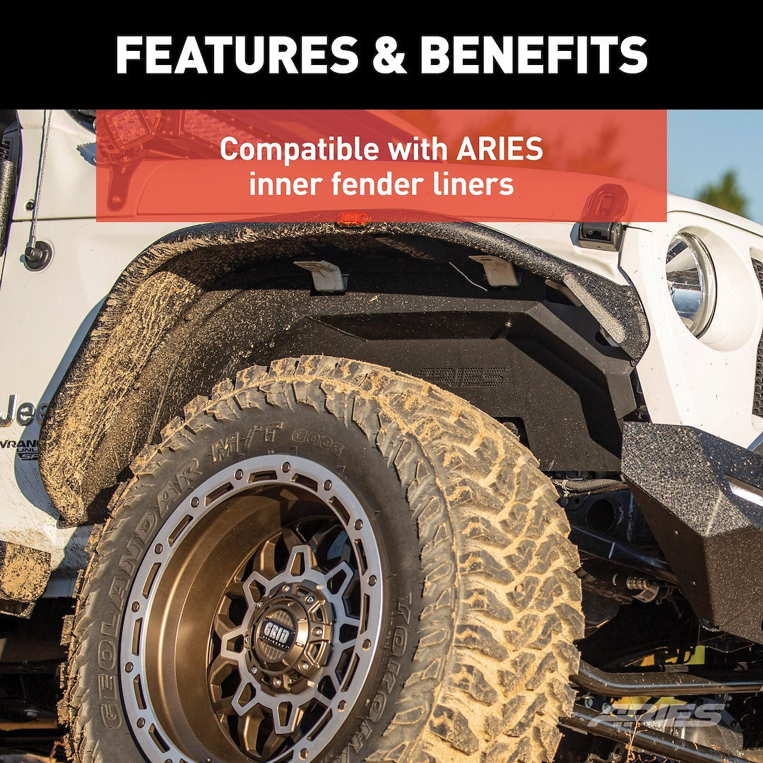 Product of Aries 1500203 Non-Exposed Fasteners Black Fender Flare - Set Of 2 