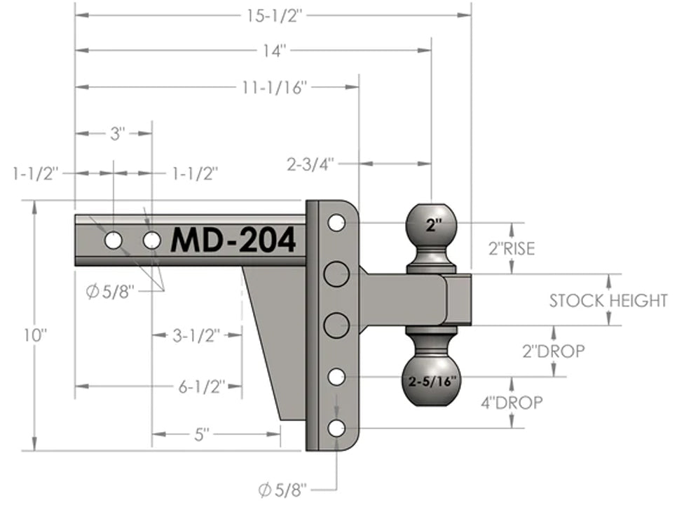 Bulletproof Hitches Md204 Trailer Hitch Ball Mount||md204-Tech.Jpg||95||bphmd204||1436782