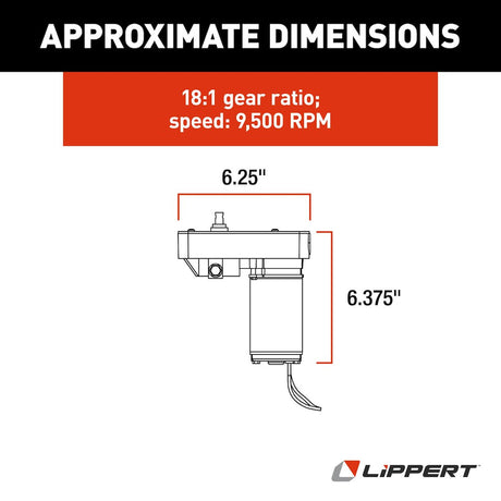 Product of Lippert Components 132682 1/2 Horsepower Lippert 2 X 2 And 2.5 X 2.5 Electric Through Frame Slide Outs Slide Out Motor 