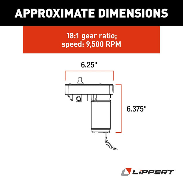 Product of Lippert Components 132682 1/2 Horsepower Lippert 2 X 2 And 2.5 X 2.5 Electric Through Frame Slide Outs Slide Out Motor 