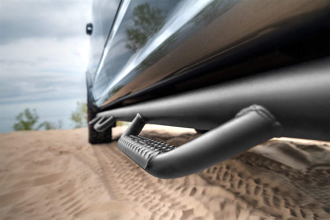 Product of N-Fab F1596CC-6-TX Black Matte Textured Powder Coated Round Nerf Bar - Truck Wheel To Wheel 