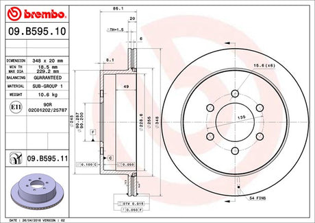 Product of Brembo 09B59511C02 Vented 1 Piece Brake Rotor 