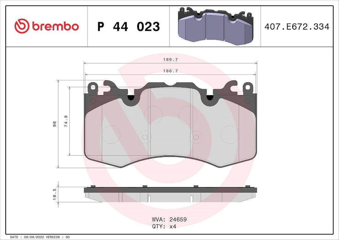 Product of Brembo P44023 Brake Pad - Set Of 4 