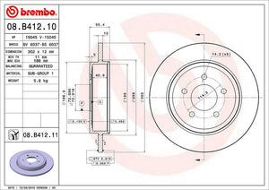 Product of Brembo 08B41211C02 Solid 1 Piece Brake Rotor 