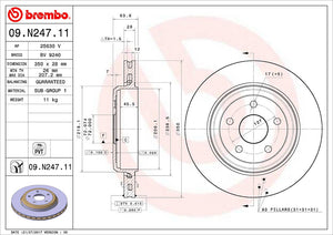 Product of Brembo 09N24711C02 Vented 1 Piece Brake Rotor 