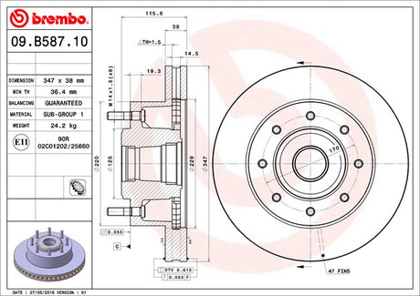Product of Brembo 09B58710C02 Vented 1 Piece Brake Rotor 