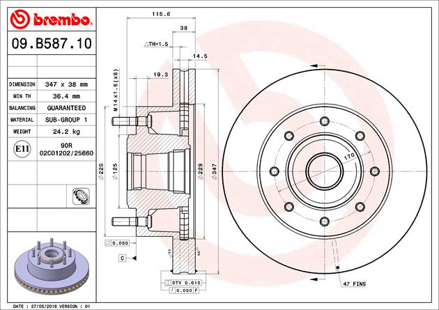 Product of Brembo 09B58710C02 Vented 1 Piece Brake Rotor 