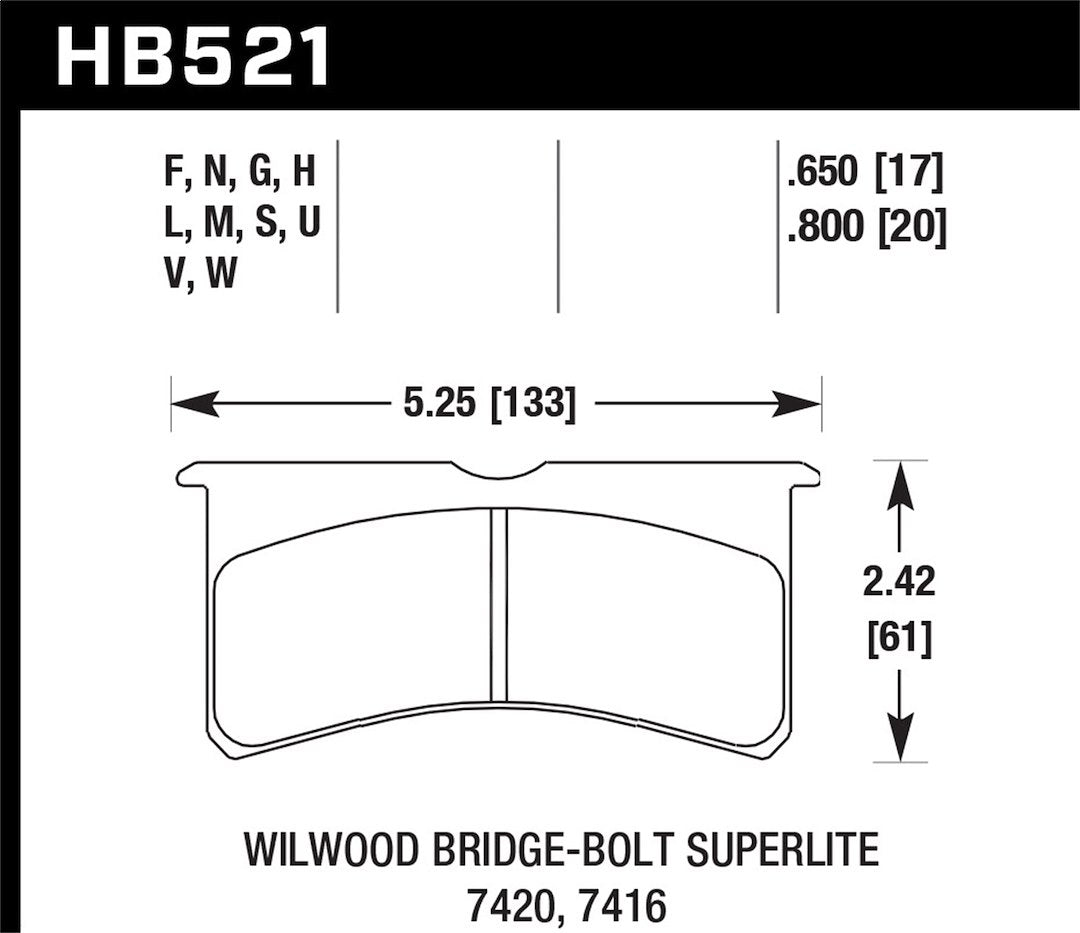 Product of Hawk Performance HB521U.800 Racing Brake Pad - Set Of 4 