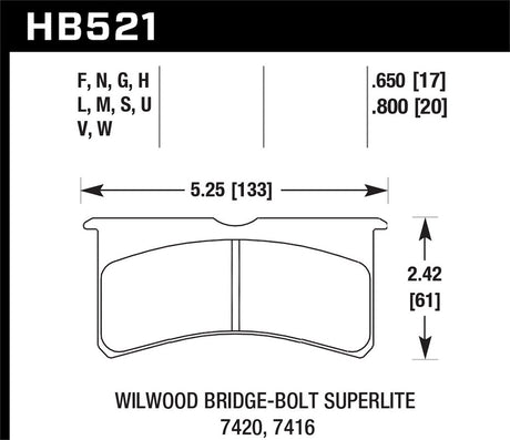 Product of Hawk Performance HB521U.800 Racing Brake Pad - Set Of 4 